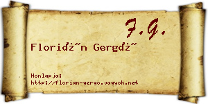 Florián Gergő névjegykártya